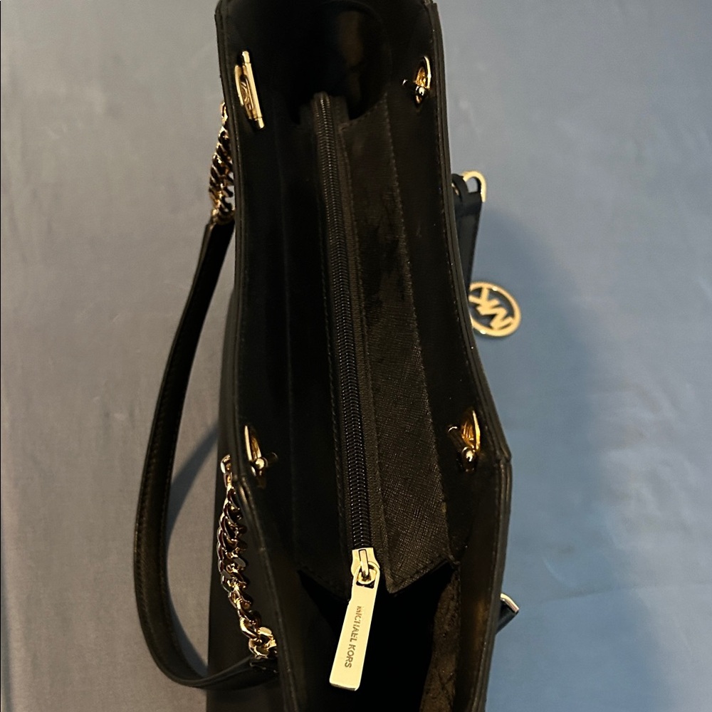 Michael Kors Black Tote with Gold Accents - Picture 5 of 8